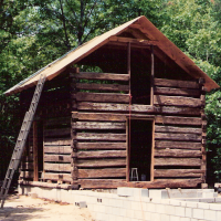 The first half of the log house reconstructed at Bull Skull Hollow.